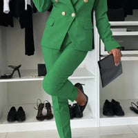Lapel Button-Down Jacket & Slim-Fit Trousers Suit – 15 Colors XS–XXL