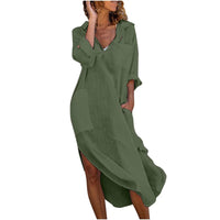 2024 Chic Midi Shirt Dress in Slub Cotton