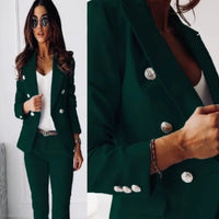 Lapel Button-Down Jacket & Slim-Fit Trousers Suit – 15 Colors XS–XXL