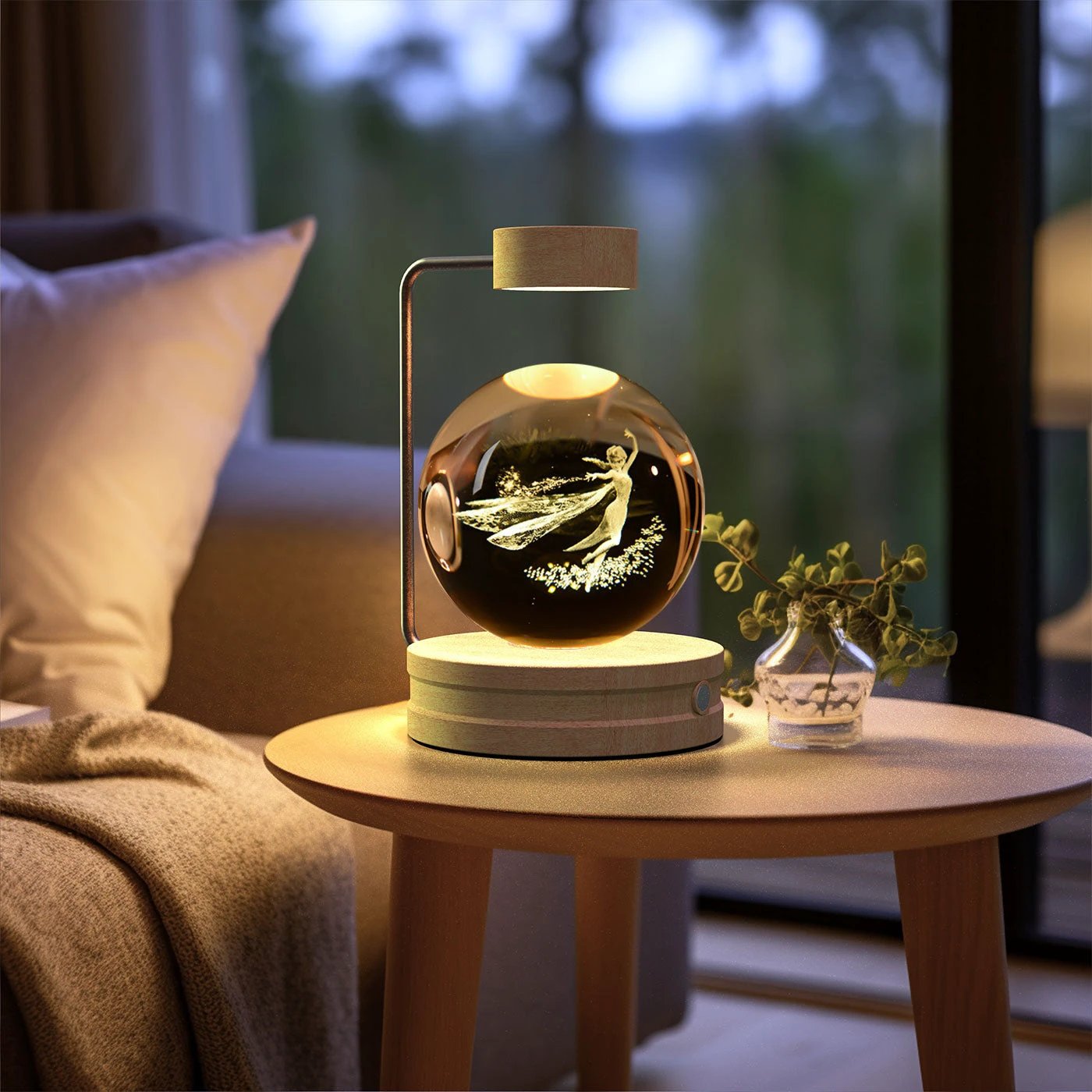 Crystal Ball Cosmic Dinosaur Indoor Night Light USB Power Warm Bedside Light Birthday Gift Night Lamp MANDOTOS