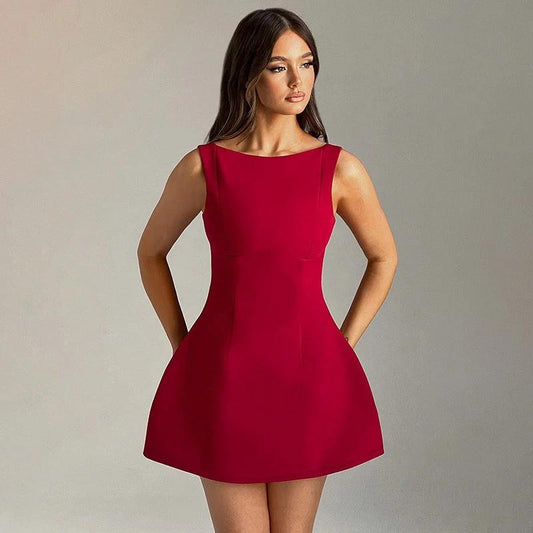 Sexy Slim-fitting Backless Dress Summer Sleeveless Short Dresses MANDOTOS