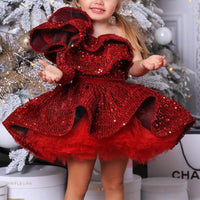 AutumnWinter One Shoulder Dress Girls Walking Dresses - MANDOTOS INTERNATIONAL0