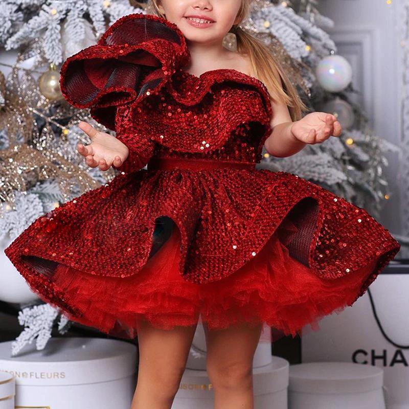 AutumnWinter One Shoulder Dress Girls Walking Dresses - MANDOTOS INTERNATIONAL0