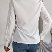 Fashion V - Neck Long Sleeve Shirt Elegant Commuter Solid Blouse Office Women's Clothing - MANDOTOS INTERNATIONAL0