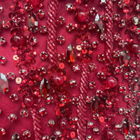 Faramah Drape Sleeves Embellished Fitted Sequin Modest Evening Dress - MANDOTOS INTERNATIONALLong Dresses
