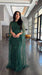 Faramah Drape Sleeves Embellished Fitted Sequin Modest Evening Dress - MANDOTOS INTERNATIONALLong Dresses