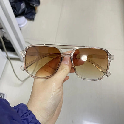 Vintage square sunglasses for men and women with black lenses, UV400 protection, unisex designer style, large frame, black color.