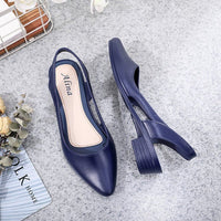 Fashion New Sandals Women's Shallow Mouth Mid-Low Heel Flats 2025 Korean Style Plastic Breathable Outer Wear Casual Jelly Sandals - MANDOTOS INTERNATIONAL