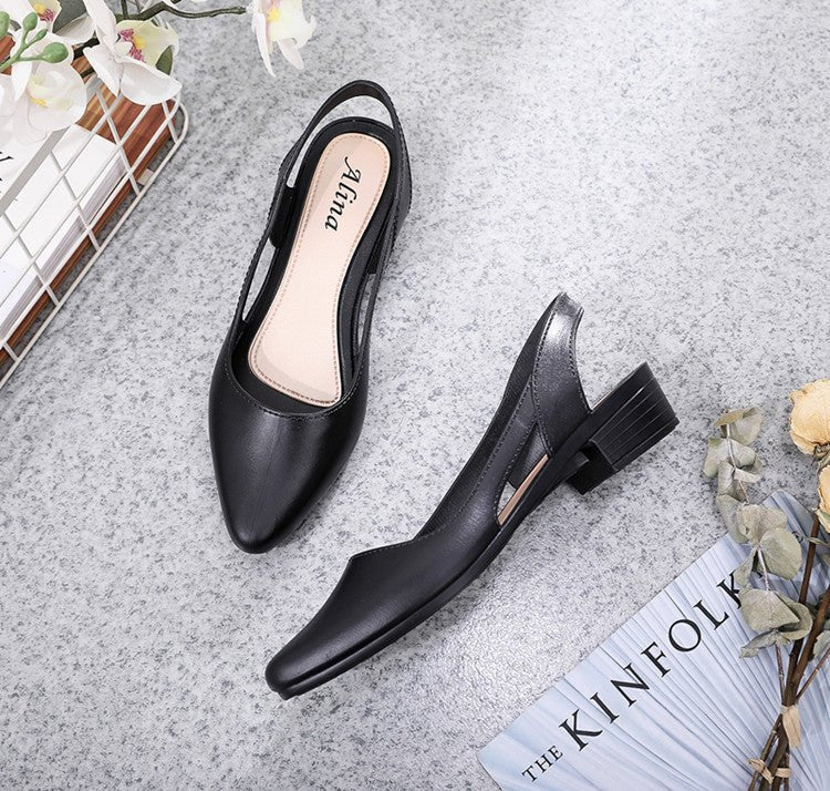 Fashion New Sandals Women's Shallow Mouth Mid-Low Heel Flats 2025 Korean Style Plastic Breathable Outer Wear Casual Jelly Sandals - MANDOTOS INTERNATIONAL