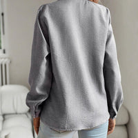Striped Long Sleeve Shirt Fashion Ruffle Design Button Up Tops Casual Office Blouse Elegant Commuting Women's Clothing - MANDOTOS INTERNATIONAL0