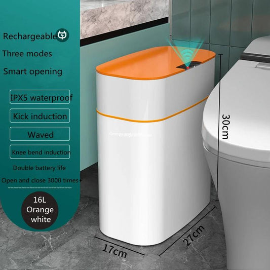 Smart Trash Can with Automatic Opening and Multiple Functions - White ABS Material - MANDOTOS