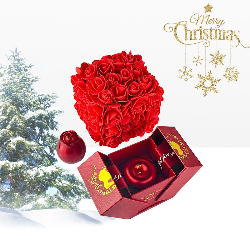 Valentines Day Gift Soap Rose Gift Box Crystal Pendant Necklace Eternal Flower Jewelry Box Set Wedding Birthday Gift For Girlfriend - MANDOTOS