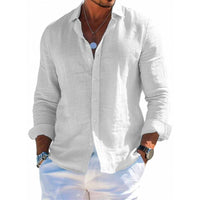 Men's Long Sleeve Shirt Casual Loose Lapel Button Top Solid Color Plus Size Blouse Clothing - MANDOTOS INTERNATIONAL0