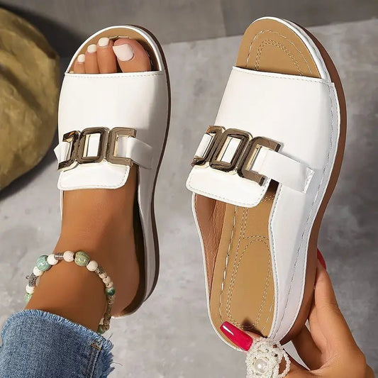 Chain Wedge Platform Peep-Toe Sandals – 5 Colors EU 36–45 - MANDOTOS INTERNATIONALSandals