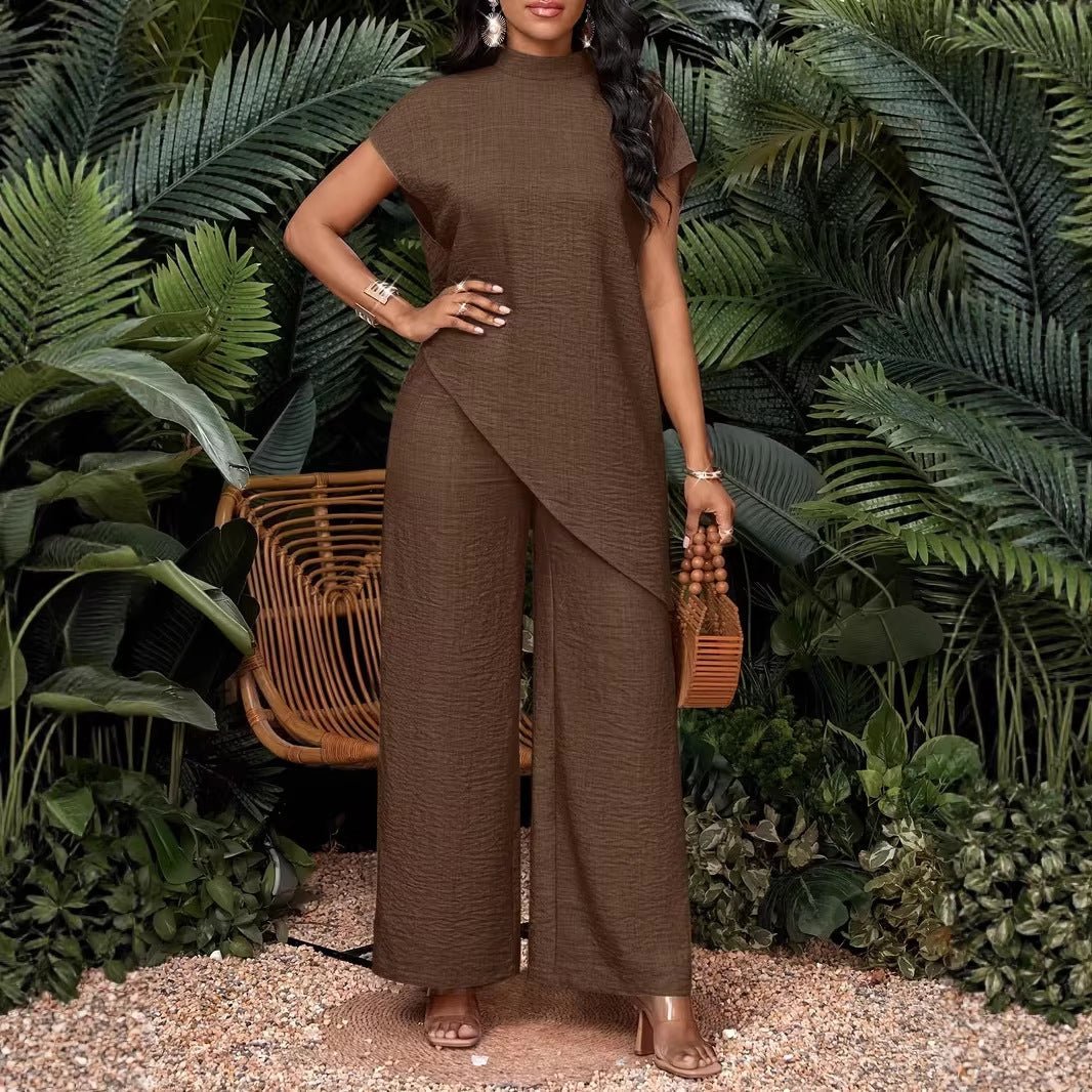 Asymmetrical Sleeveless Top & Pants Set – Women’s Two-Piece - MANDOTOS INTERNATIONALSets
