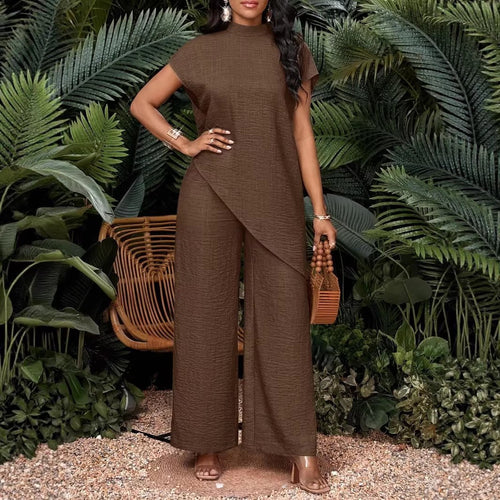 Asymmetrical Sleeveless Top & Pants Set – Women’s Two-Piece - MANDOTOS INTERNATIONALSets