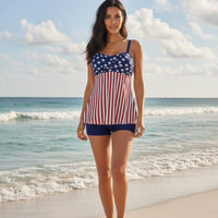 Printed Split Boxer Swimsuit – Two-Piece Set for Women - MANDOTOS INTERNATIONALSwimwear
