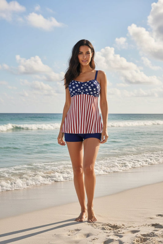 Printed Split Boxer Swimsuit – Two-Piece Set for Women - MANDOTOS INTERNATIONALSwimwear