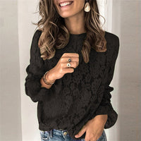 Women's Long-Sleeve Hollow Lace Splicing Top - MANDOTOS INTERNATIONALTops