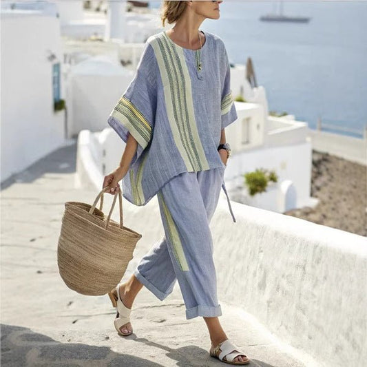 3D Print Batwing Sleeve Two-Piece Set – Loose T-Shirt & Straight-Leg Pants - MANDOTOS INTERNATIONALTwo-Piece Set