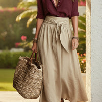 Button-Down Shirt & Straight Skirt Two-Piece Set