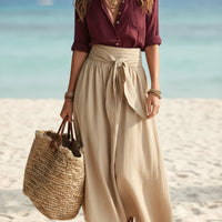 Button-Down Shirt & Straight Skirt Two-Piece Set