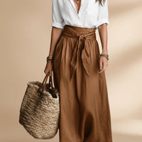 Button-Down Shirt & Straight Skirt Two-Piece Set