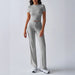 Crew Neck Short Sleeve Top & Full-Length Pants Set – Solid Color, 10 Colors - MANDOTOS INTERNATIONALTwo-Piece Set