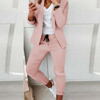 Lapel Blazer & Drawstring Trousers OL Suit – 12 Colors XS–3XL - MANDOTOS INTERNATIONALTwo-Piece Set