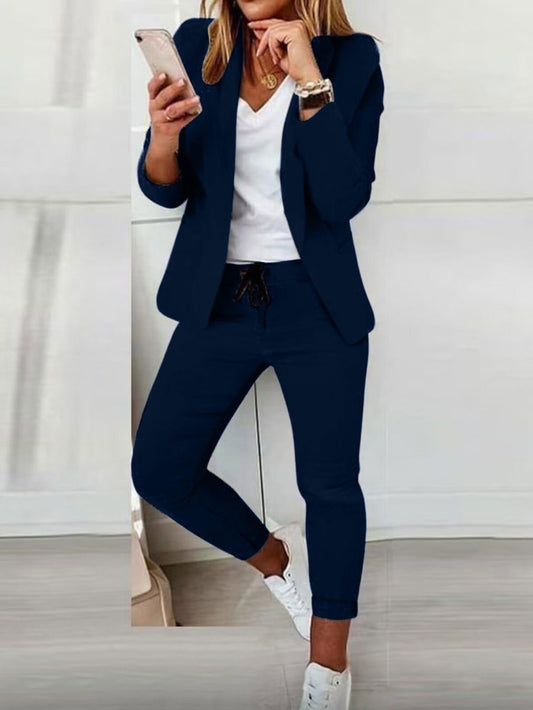 Lapel Blazer & Drawstring Trousers OL Suit – 12 Colors XS–3XL - MANDOTOS INTERNATIONALTwo-Piece Set