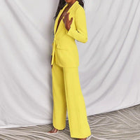 Lapel Button-Down Blazer & Straight-Leg Trousers Suit - MANDOTOS INTERNATIONALTwo-Piece Set