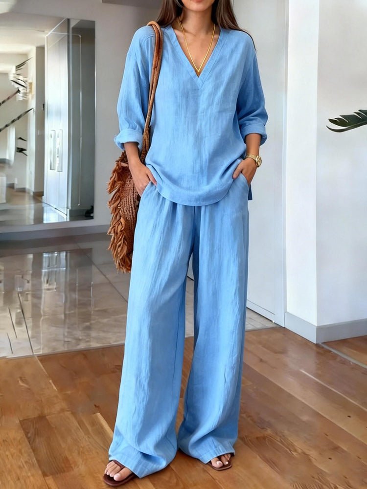 Long Sleeve Top & Full-Length Pants Two-Piece Set – 9 Colors S–3XL - MANDOTOS INTERNATIONALTwo-Piece Set