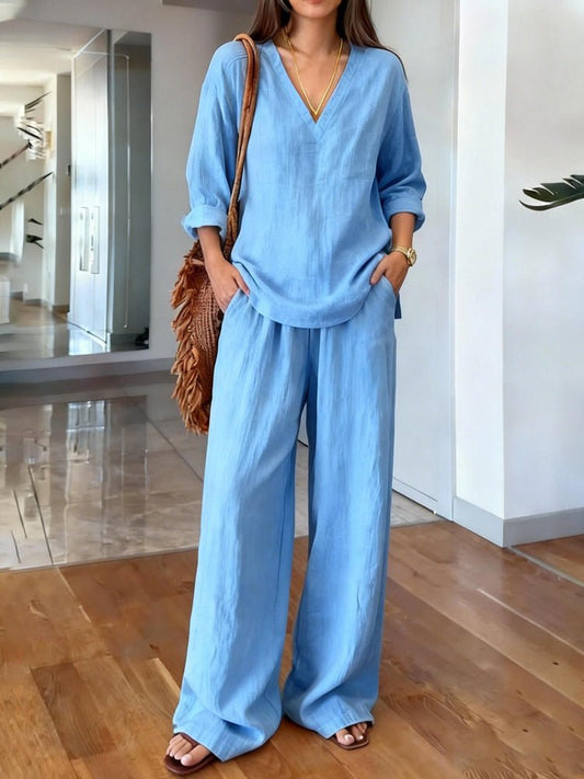 Long Sleeve Top & Full-Length Pants Two-Piece Set – 9 Colors S–3XL - MANDOTOS INTERNATIONALTwo-Piece Set
