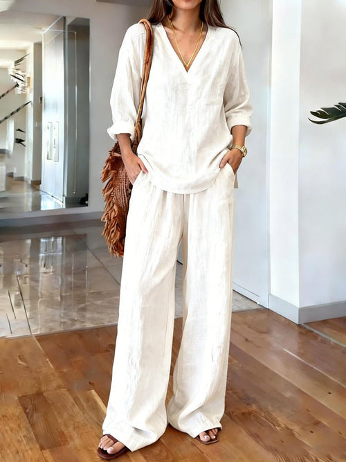 Long Sleeve Top & Full-Length Pants Two-Piece Set – 9 Colors S–3XL - MANDOTOS INTERNATIONALTwo-Piece Set
