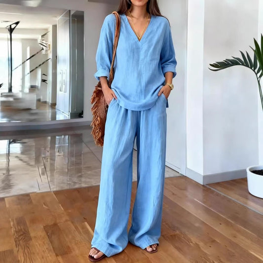 Long Sleeve Top & Full-Length Pants Two-Piece Set – 9 Colors S–3XL - MANDOTOS INTERNATIONALTwo-Piece Set