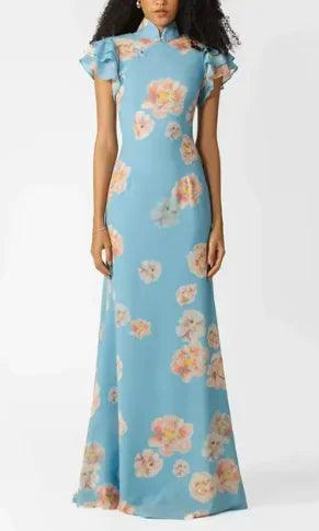 Floral Elegance Puff Sleeve Dress - MANDOTOS