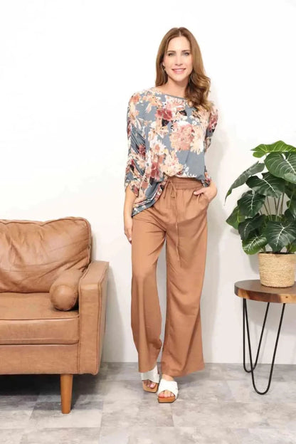 Floral Grace Boatneck Blouse - MANDOTOS
