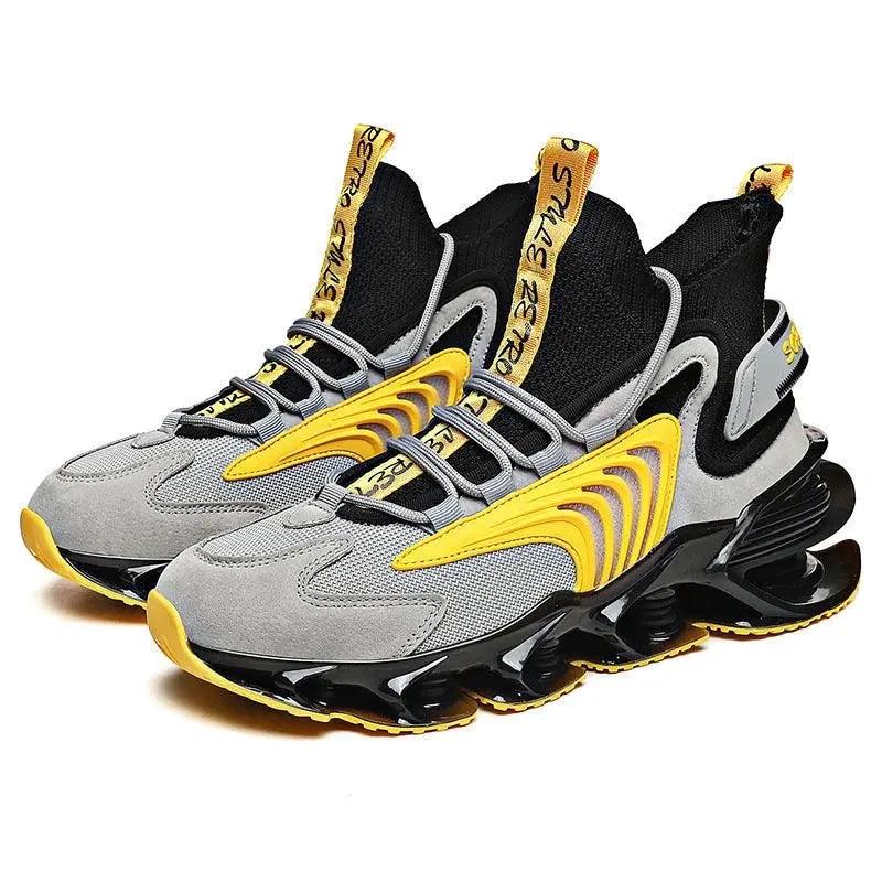Fly Woven Mesh High-Top Sneakers - Breathable Thick-Soled Running Shoes - MANDOTOS