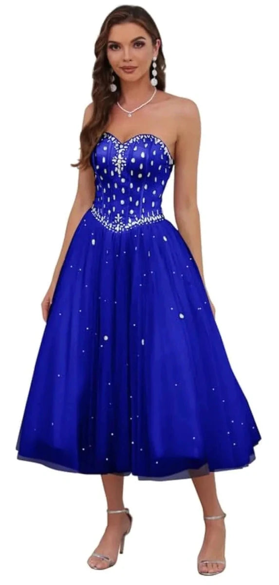 Sweetheart Tulle Prom Ball Gown Tea - Length ZC1US22W - MANDOTOS INTERNATIONAL