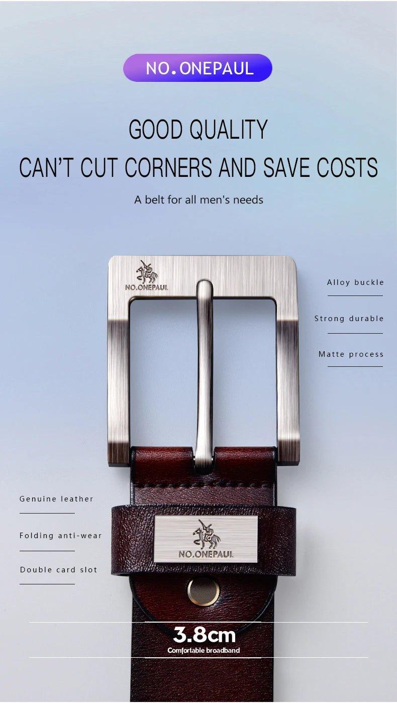 Genuine Leather For Men's High Quality Buckle Jeans Cowskin Casual Belts Business Cowboy Waistband Male Fashion Designer 2022New - MANDOTOS