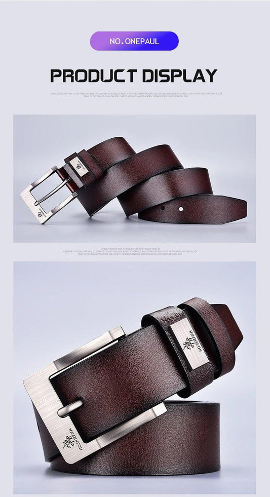 Genuine Leather For Men's High Quality Buckle Jeans Cowskin Casual Belts Business Cowboy Waistband Male Fashion Designer 2022New - MANDOTOS