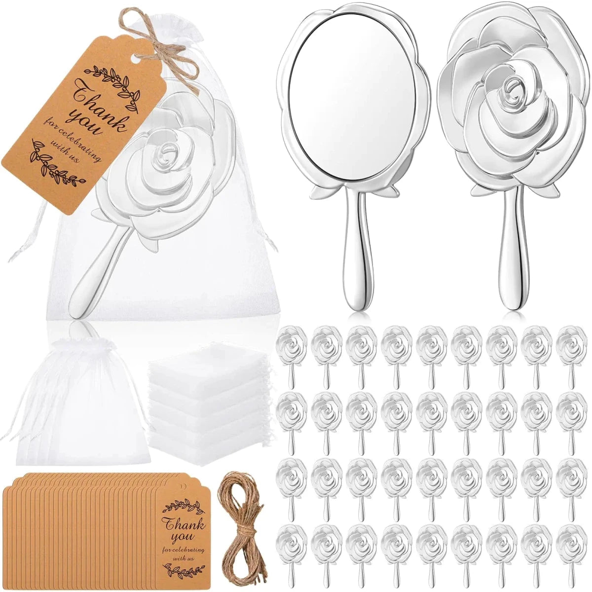 Eleganza Rose Handheld Mirror Set for Special Occasions - MANDOTOS INTERNATIONAL
