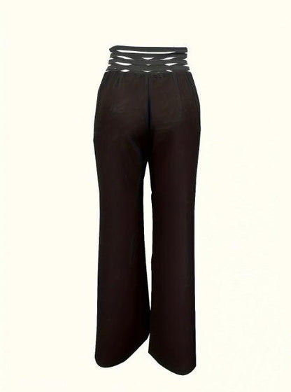 Girls' Solid Color Hollow High Waist Slimming Fashion Versatile Home Clothes Pants - MANDOTOS