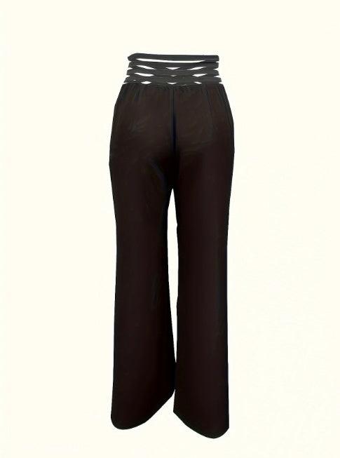 Girls' Solid Color Hollow High Waist Slimming Fashion Versatile Home Clothes Pants - MANDOTOS