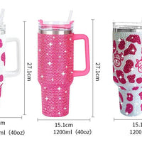 Glitter Coated Stainless Steel Tumbler with Diamond Design - 40oz - MANDOTOS INTERNATIONAL