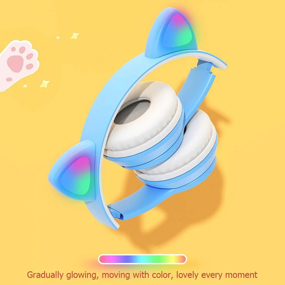Glow Light Cat Ear Bluetooth Headphones for Kids and Adults - MANDOTOS INTERNATIONAL