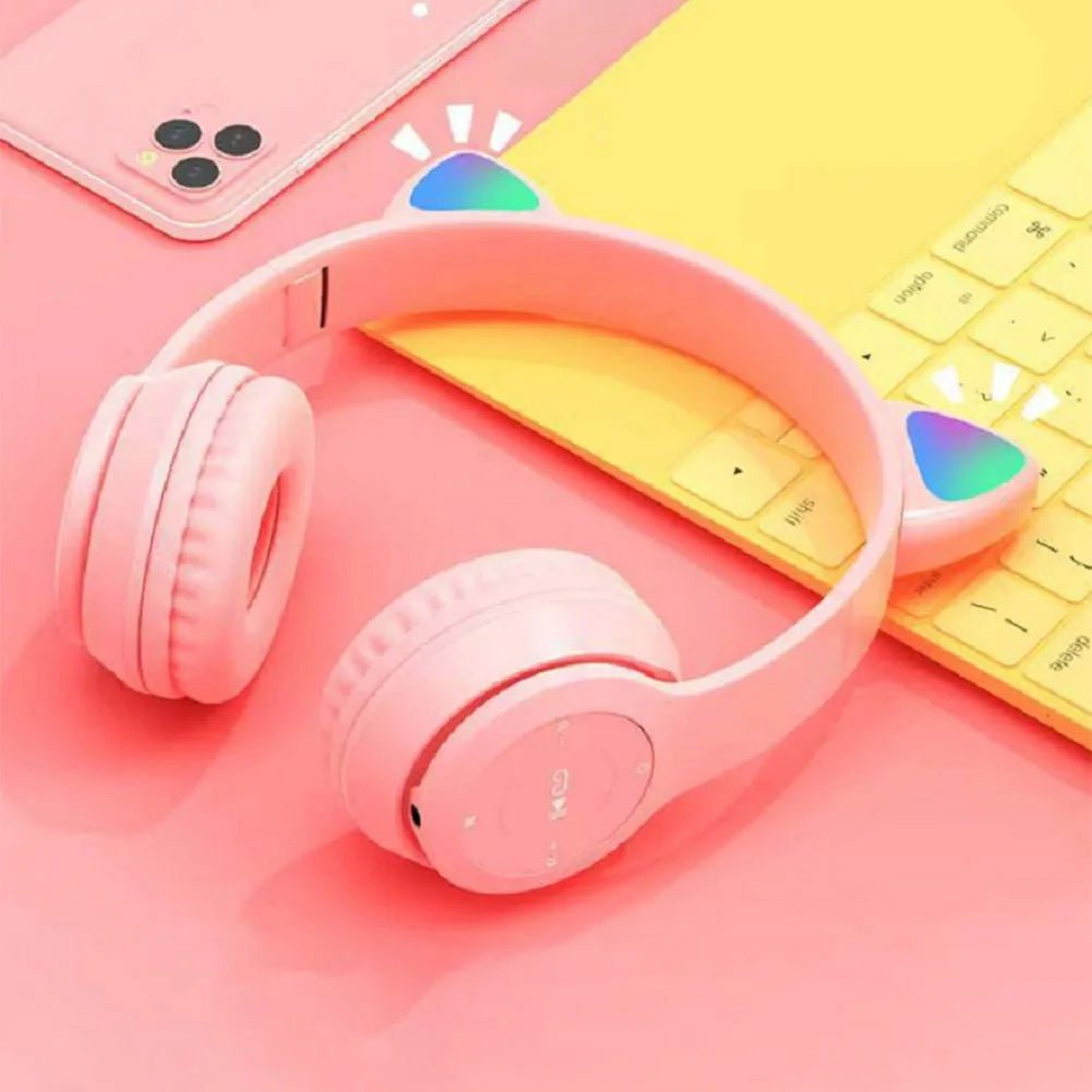Glow Light Cat Ear Bluetooth Headphones for Kids and Adults - MANDOTOS INTERNATIONAL