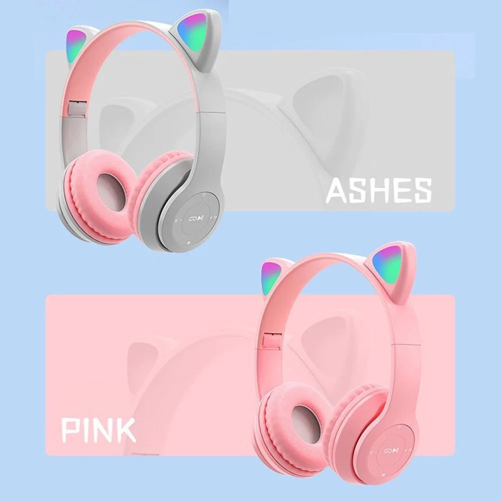 Glow Light Cat Ear Bluetooth Headphones for Kids and Adults - MANDOTOS INTERNATIONAL