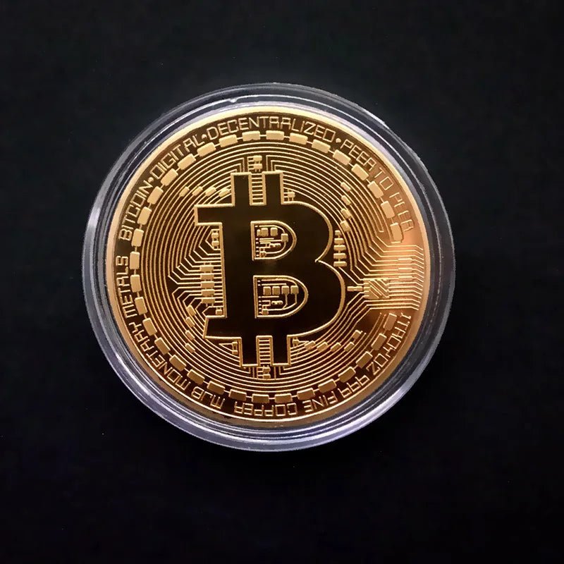 Gold Plated Bitcoin Coin Collectible Art Collection Gift Physical commemorative Casascius Bit BTC Metal Antique Imitation - MANDOTOS INTERNATIONAL