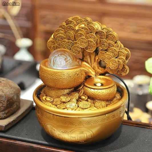 Golden Prosperity Tree Fountain - MANDOTOS